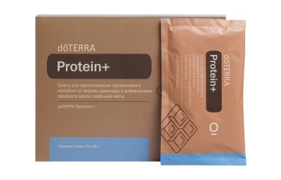 Протеин dōTERRA Protein+ со вкусом шоколада с добавлением эфирного масла перечной мяты, 10x25 г