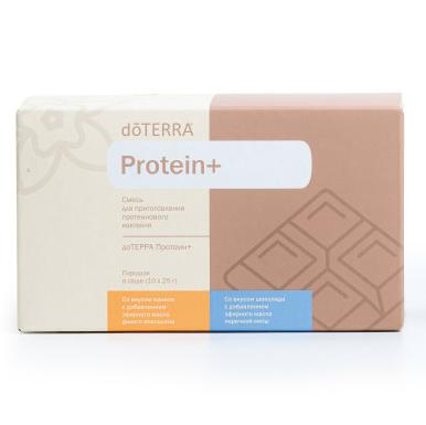 Смесь для приготовления протеинового коктейля dōTERRA Protein+ микс, 10 саше x 25 г (5 ванильных и 5 шоколадных)