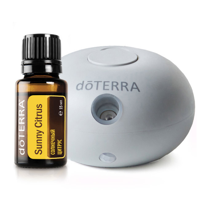 Набор doTERRA «Солнце внутри» портативный диффузор Bubble серый с ...