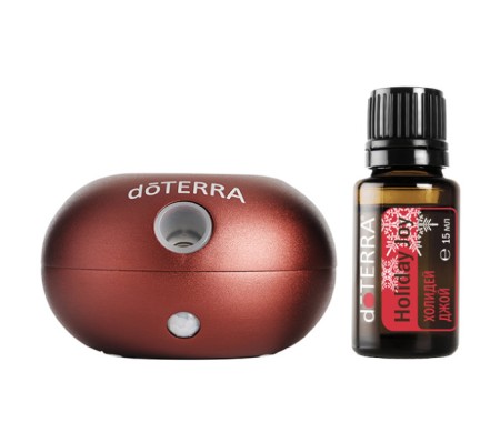 Набор dōTERRA «Праздничный красный» портативный диффузор Bubble с датчиком движения и смесь «Холидей Джой» (15 мл)