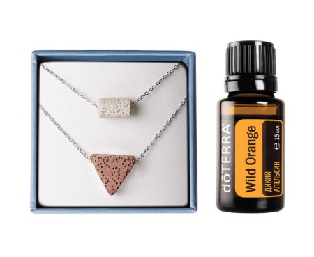 Набор «Энергия природы» doTERRA подвеска с кулоном из вулканической лавы + Апельсин, 15 мл