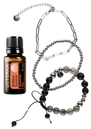 Картинка Набор dōTERRA «Формула лета» комплект из трех браслетов + смесь «Бесконечное лето» (15 мл) от магазина dōTERRA